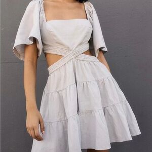 FREE PEOPLE Cross of Sunlight Grey Mini Dress Size Small